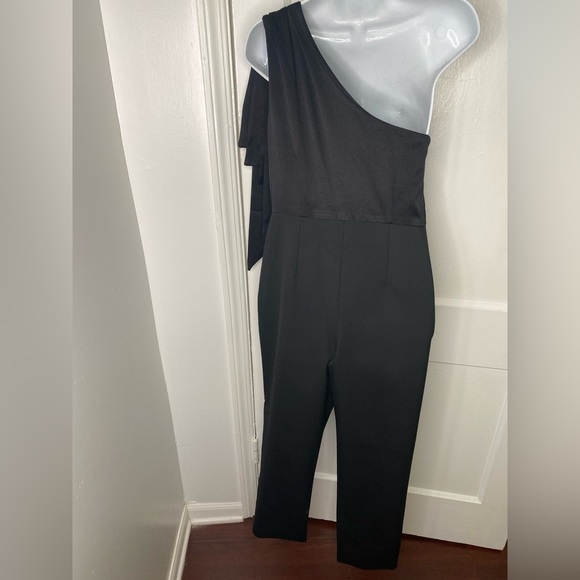 TED BAKER NWT Orliie Bow Trim One Shoulder Black Jumpsuit - Picture 8 of 15